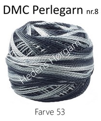 DMC Perlegarn nr. 8 farve 53 Sort/grå multi